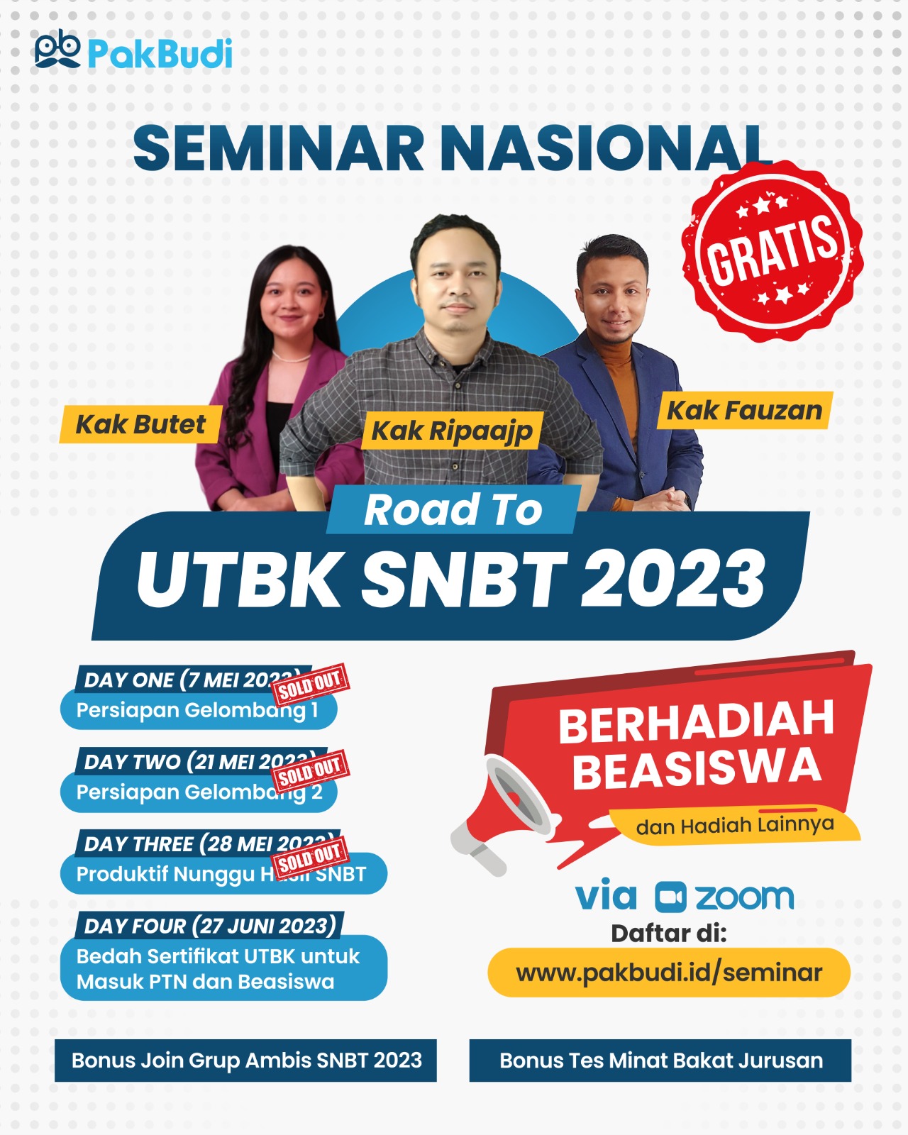 Poster Seminar Nasional PakBudi Road to UTBK SNBT 2023
